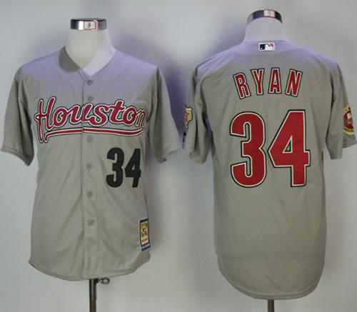 Astros #34 Nolan Ryan Grey 2006 Turn Back The Clock Stitched MLB Jersey