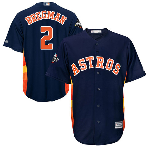 Astros #2 Alex Bregman Navy Blue New Cool Base 2019 World Series Bound Stitched MLB Jersey