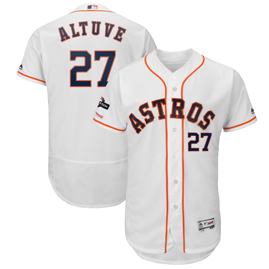 Houston Astros #27 Jose Altuve Majestic 2019 Postseason Authentic Flex Base Player Jersey White