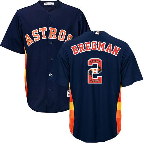 Astros #2 Alex Bregman Navy Blue Team Logo Fashion Stitched MLB Jersey