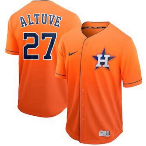 Nike Astros #27 Jose Altuve Orange Fade Authentic Stitched MLB Jersey