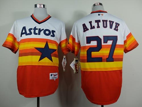 Astros #27 Jose Altuve White/Orange 1980 Turn Back The Clock Stitched MLB Jersey