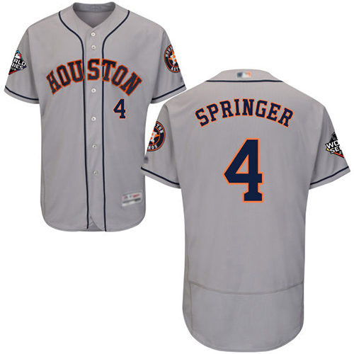 Astros #4 George Springer Grey Flexbase Authentic Collection 2019 World Series Bound Stitched MLB Jersey