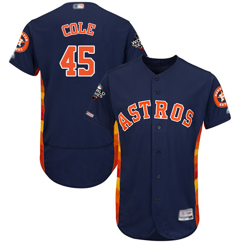 Astros #45 Gerrit Cole Navy Blue Flexbase Authentic Collection 2019 World Series Bound Stitched MLB Jersey