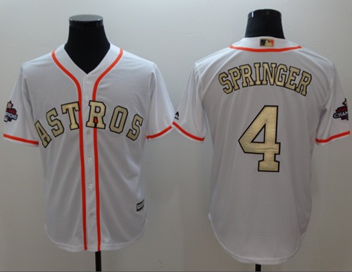 Astros #4 George Springer White 2017 World Series Champions Gold Program Cool Base Stitched MLB Jersey