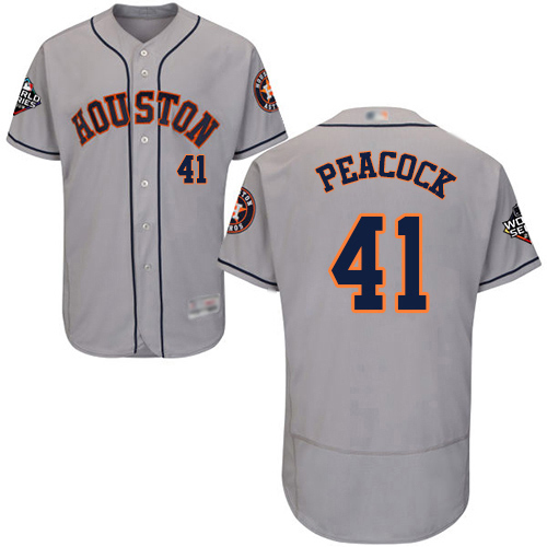Astros #41 Brad Peacock Grey Flexbase Authentic Collection 2019 World Series Bound Stitched MLB Jersey