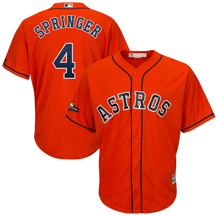 Houston Astros #4 George Springer Majestic 2019 Postseason Official Cool Base Player Jersey Orange
