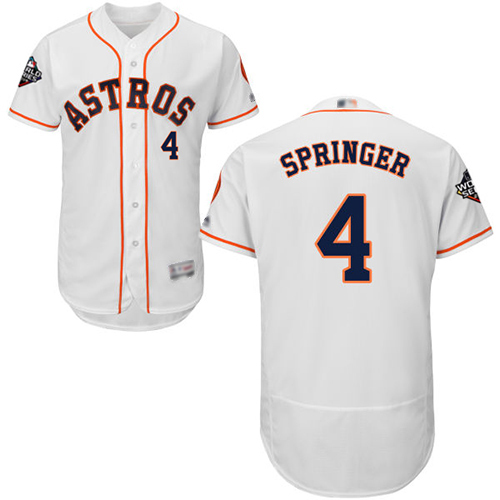 Astros #4 George Springer White Flexbase Authentic Collection 2019 World Series Bound Stitched MLB Jersey