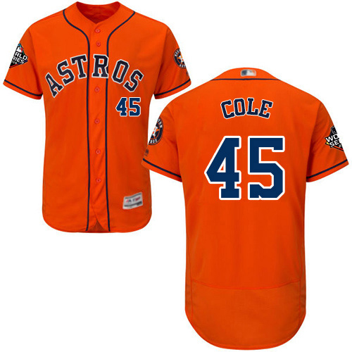 Astros #45 Gerrit Cole Orange Flexbase Authentic Collection 2019 World Series Bound Stitched MLB Jersey