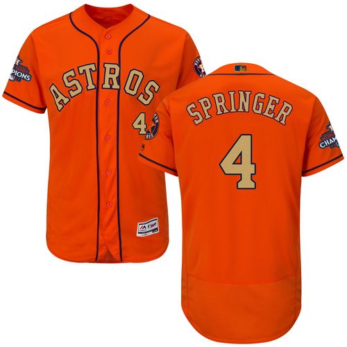 Astros #4 George Springer Orange FlexBase Authentic 2018 Gold Program Cool Base Stitched MLB Jersey