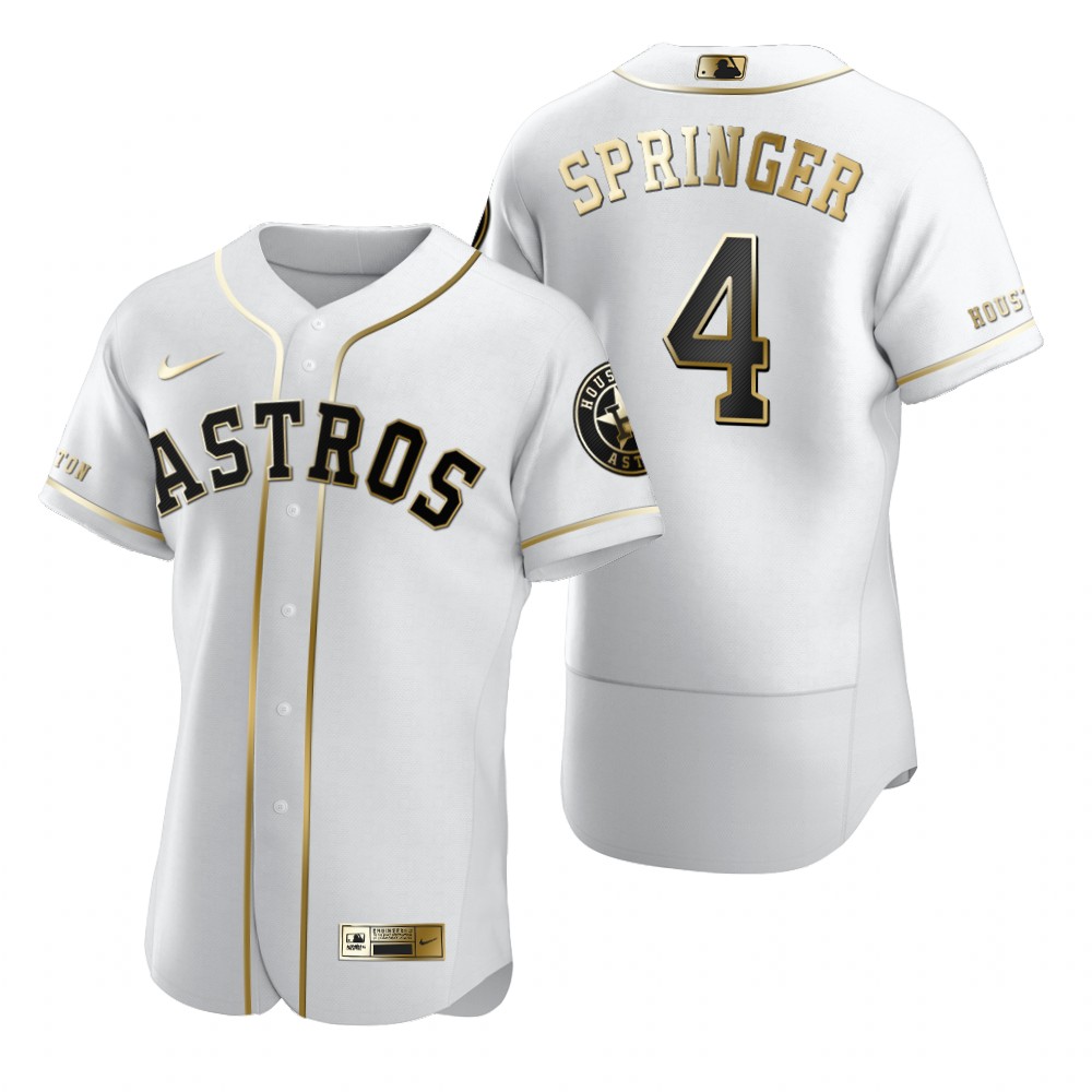 Houston Astros #4 George Springer White Nike Men's Authentic Golden Edition MLB Jersey