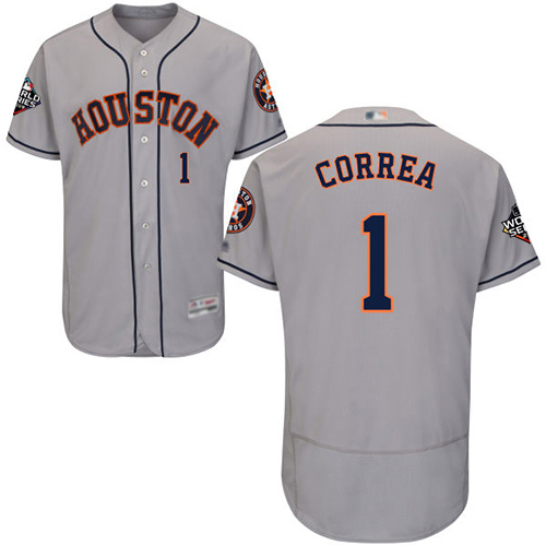 Astros #1 Carlos Correa Grey Flexbase Authentic Collection 2019 World Series Bound Stitched MLB Jersey