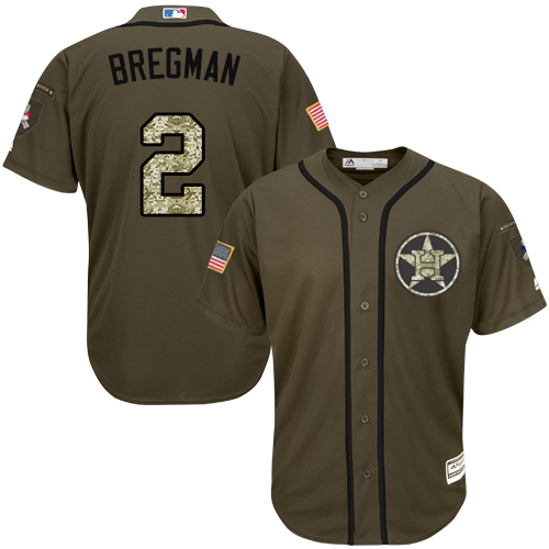 Astros #2 Alex Bregman Green Salute to Service Stitched MLB Jersey