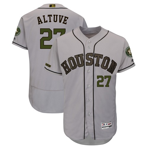 Astros #27 Jose Altuve Grey Flexbase Authentic Collection 2018 Memorial Day Stitched MLB Jersey