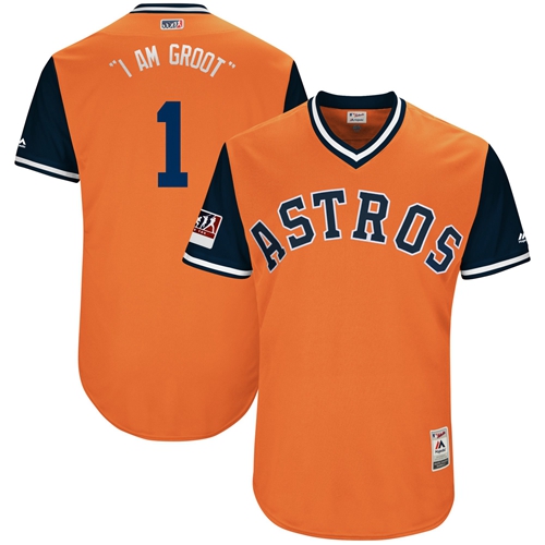 Astros #1 Carlos Correa Orange "I Am Groot" Players Weekend Authentic Stitched MLB Jersey