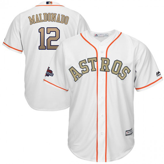Astros #12 Martin Maldonado White 2018 Gold Program Cool Base Stitched MLB Jersey