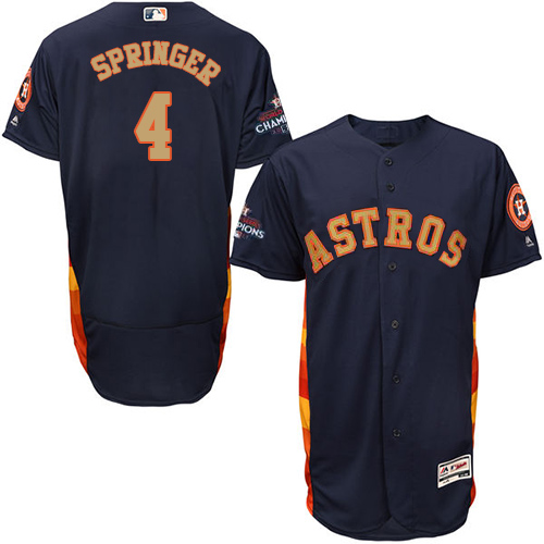 Astros #4 George Springer Navy Blue FlexBase Authentic 2018 Gold Program Cool Base Stitched MLB Jersey