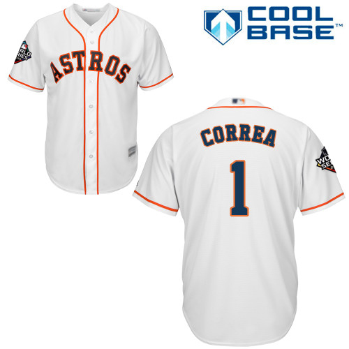 Astros #1 Carlos Correa White New Cool Base 2019 World Series Bound Stitched MLB Jersey