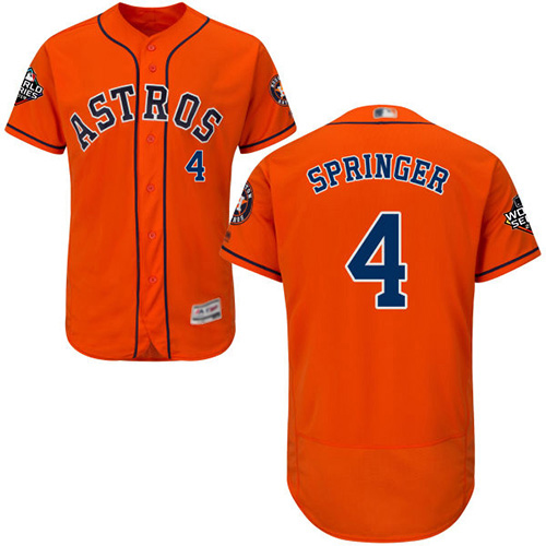 Astros #4 George Springer Orange Flexbase Authentic Collection 2019 World Series Bound Stitched MLB Jersey