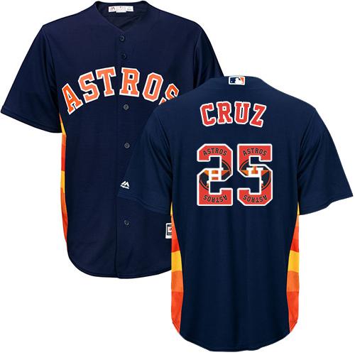 Astros #25 Jose Cruz Navy Blue Team Logo Fashion Stitched MLB Jersey