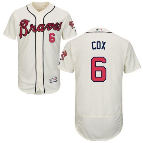 MLB Braves 6 Bobby Cox Cream Flexbase Men Jersey