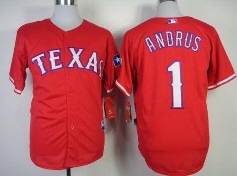 MLB Rangers 1 Elvis Andrus Red Men Jersey