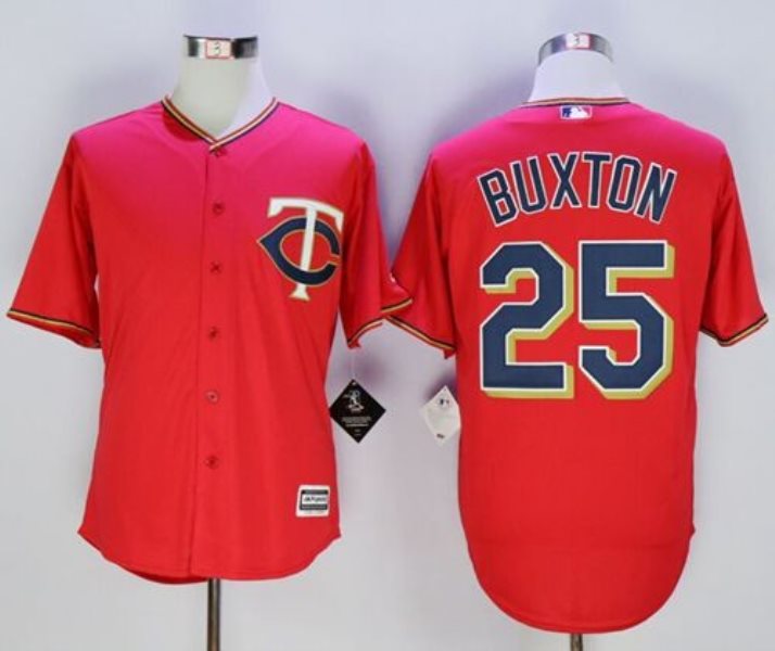 MLB Twins 25 Byron Buxton Red New Cool Base Men Jersey
