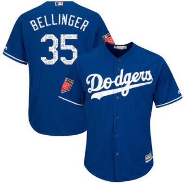 MLB Dodgers 35 Cody Bellinger Royal 2018 Spring Training Cool Base Men Jersey
