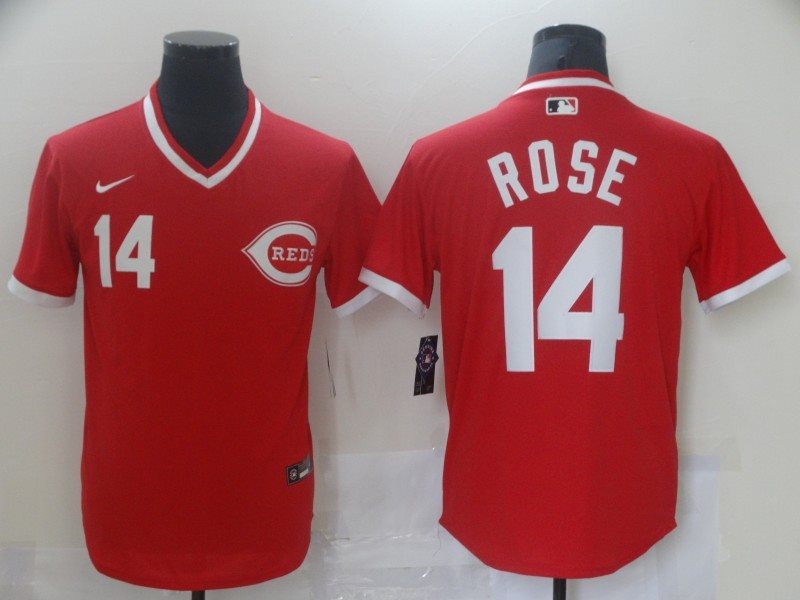 MLB Reds 14 Rose Red Nike Cool Base Men Jersey