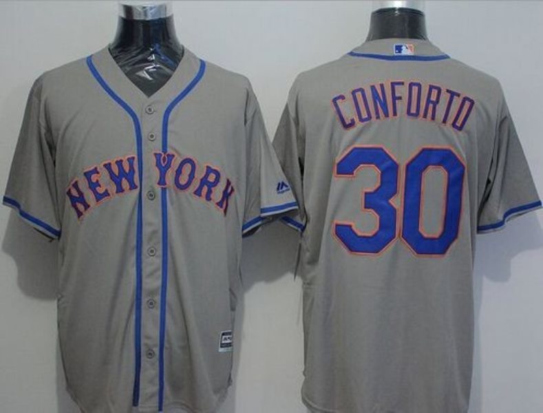 MLB Mets 30 Michael Conforto Grey New Cool Base Men Jersey