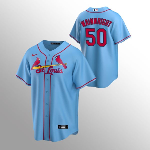 MLB Cardinals 50 Adam Wainwright Blue Nike Cool Base Men Jersey