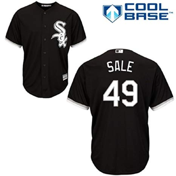 MLB Majestic Chicago White Sox 49 Chris Sale Black Cool Base Men Jersey