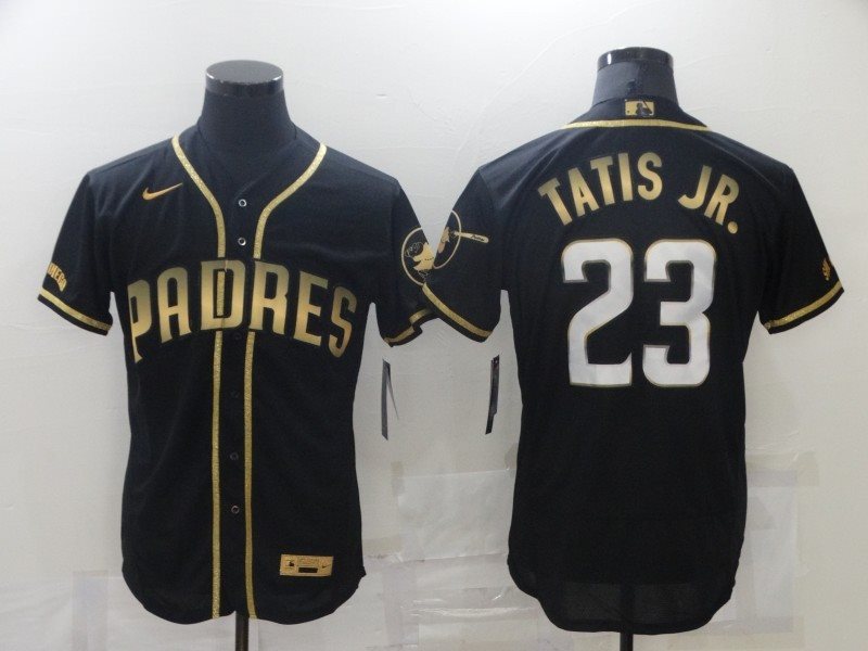 MLB Padres 23 Fernando Tatis Jr. Black Gold Flexbase Men Jersey
