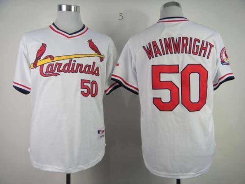 MLB Cardinals 50 Adam Wainwright White 1982 Turn Back The Clock Men Jersey
