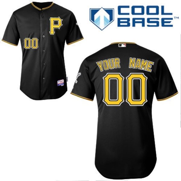 MLB Pirates Black Cool Base Customized Men Jersey