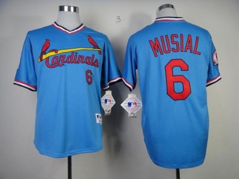 MLB Cardinals 6 Stan Musial Blue 1982 Turn Back The Clock Men Jersey