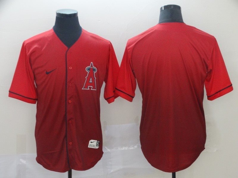 MLB Angels Blank Red Drift Fashion Men Jersey