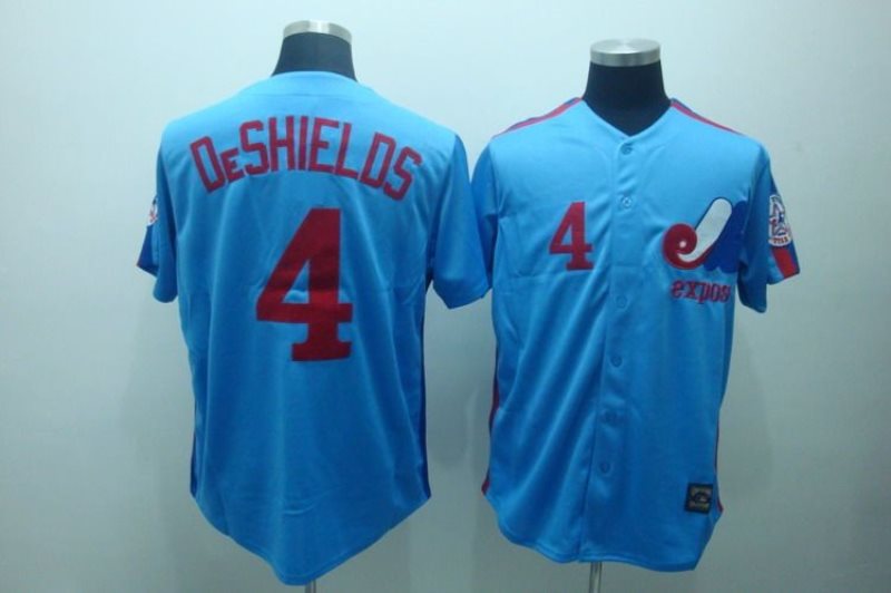 MLB Expos 4 Delino Deshields Blue Mitchell and Ness Throwback Men Jersey