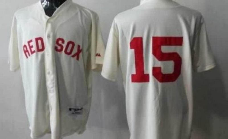 MLB Red Sox 15 Dustin Pedroia Cream Cool Base Men Jersey
