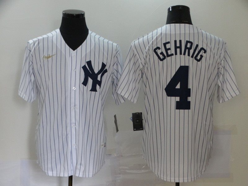 MLB Yankees 4 Lou Gehrig White 2020 Nike Cool Base Men Jersey
