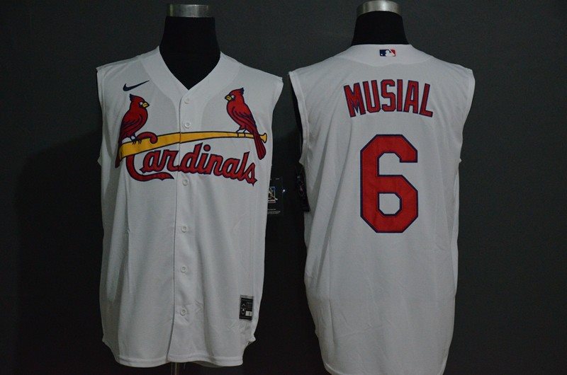 MLB Cardinals 6 Stan Musial White Nike Cool Base Sleeveless Men Jersey