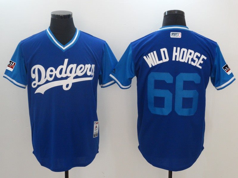 MLB Dodgers 66 Yasiel Puig Wild Horse Royal 2018 Players' Weekend Authentic Men Jersey