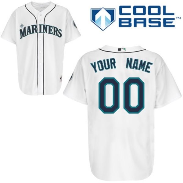 MLB Mariners White Cool Base Customized Men Jersey