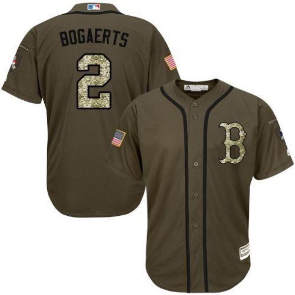 MLB Red Sox 2 Xander Bogaerts Green Salute to Service Men Jersey