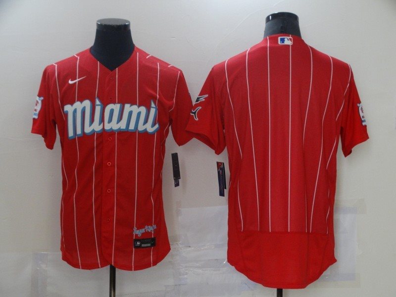 MLB Marlins Blank 2021 Red City Connect FlexBase Men Jersey