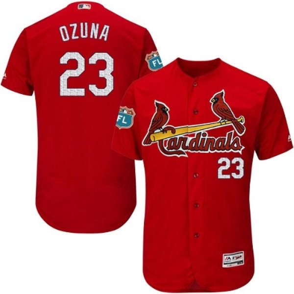 MLB Cardinals 23 Marcell Ozuna Red Flexbase Men Jersey