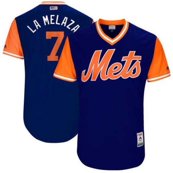MLB Mets 7 Jose Reyes La Melaza Majestic Royal 2017 Players Weekend Men Jersey