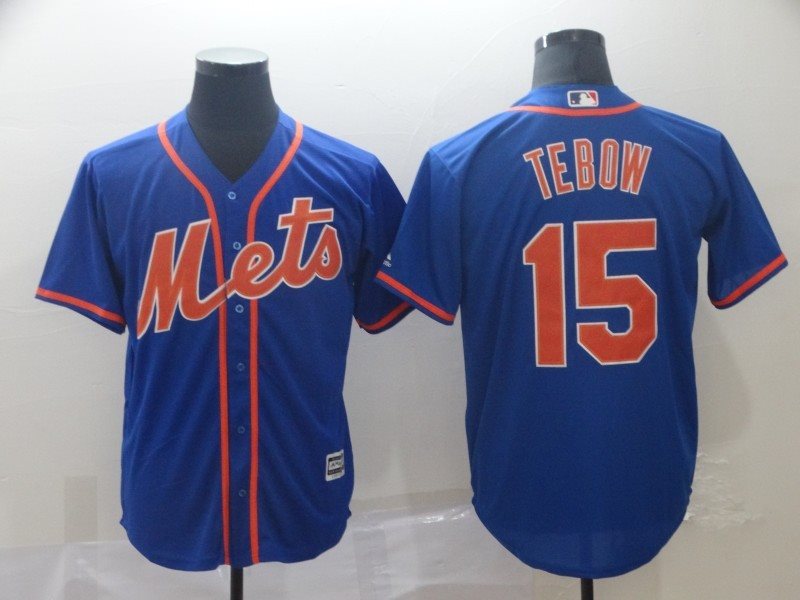 MLB Mets 15 Tim Tebow Royal Cool Base Men Jersey