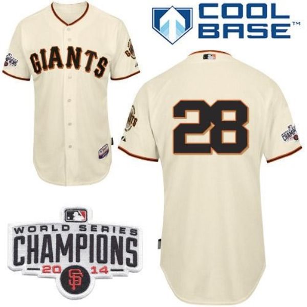 MLB Giants 28 Buster Posey Cream Cool Base W2014 World Series Champions Men Jersey