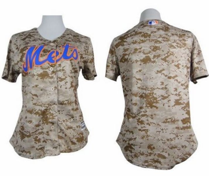 MLB Mets Blank Camo Fashion Women Jersey